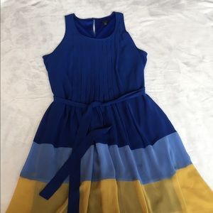 Blue and Yellow Chiffon Dress